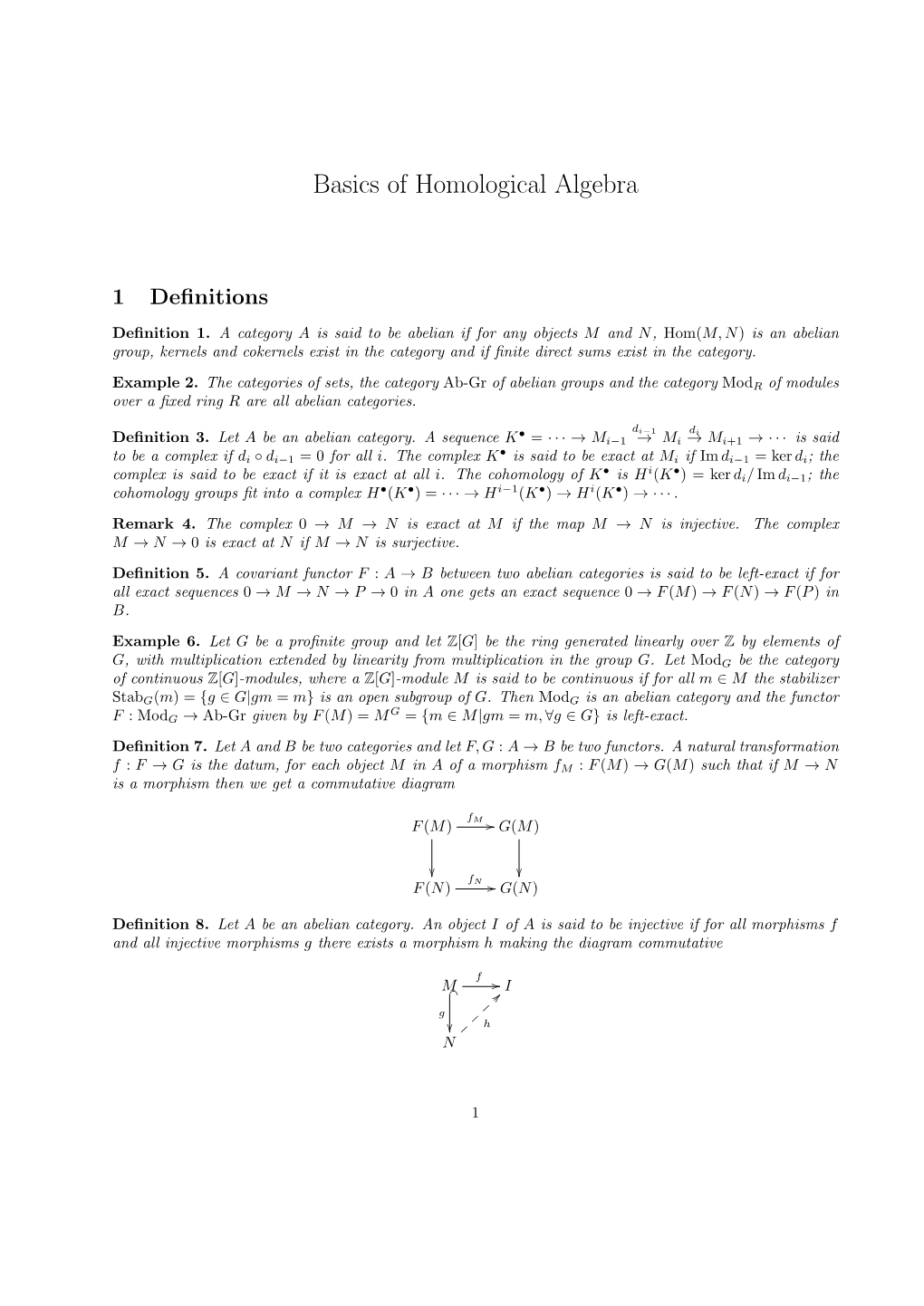 Basics of Homological Algebra