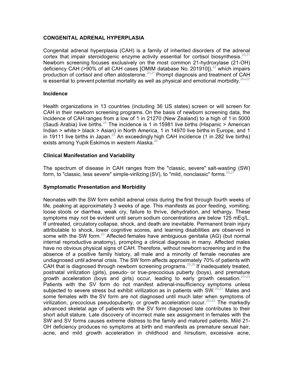 Congenital Adrenal Hyperplasia