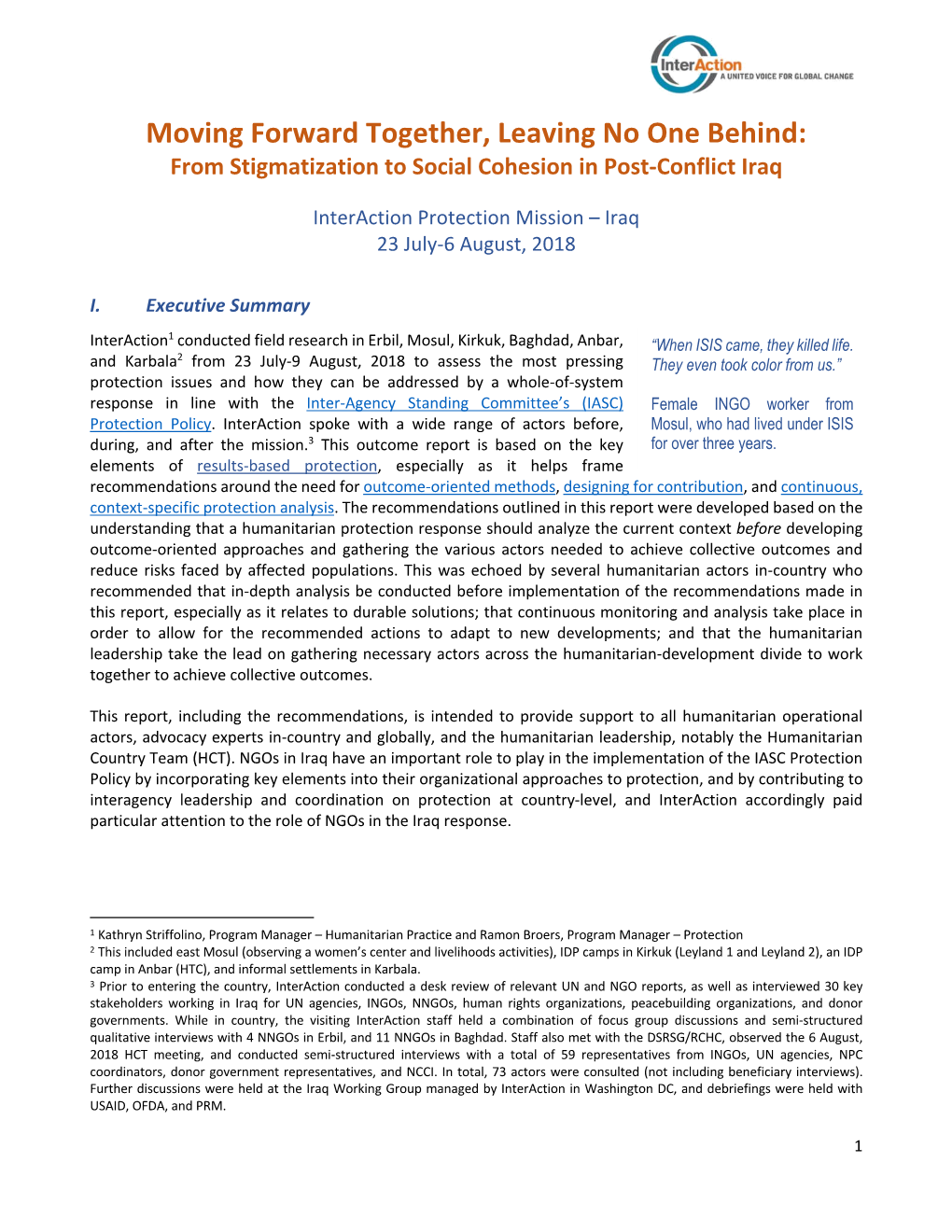 From Stigmatization to Social Cohesion in Post-Conflict Iraq