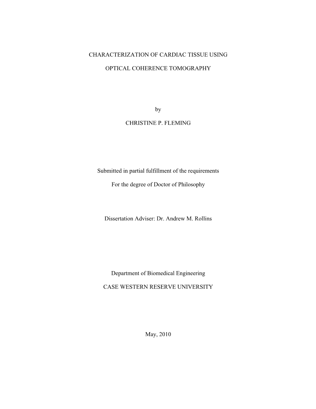 Characterization of Cardiac Tissue Using Optical Coherence Tomography