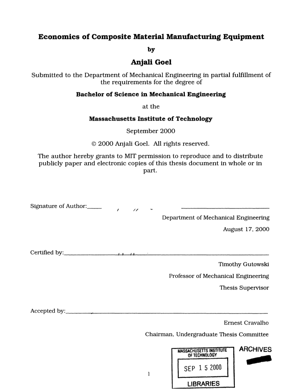 Economics of Composite Material Manufacturing Equipment