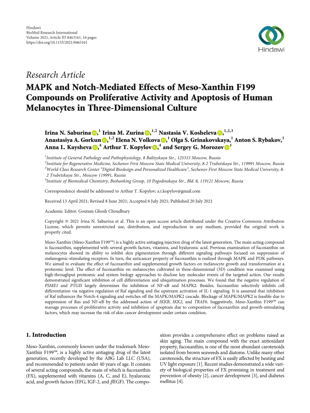 MAPK and Notch-Mediated Effects of Meso-Xanthin F199 Compounds on Proliferative Activity and Apoptosis of Human Melanocytes in Three-Dimensional Culture