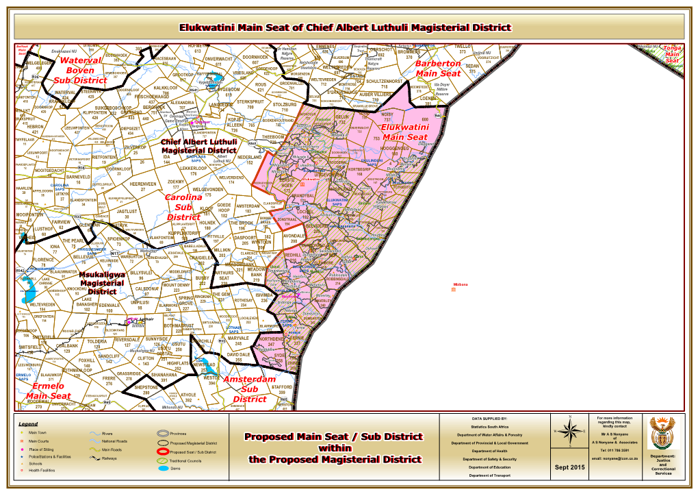 Proposed Main Seat / Sub District Within the Proposed Magisterial