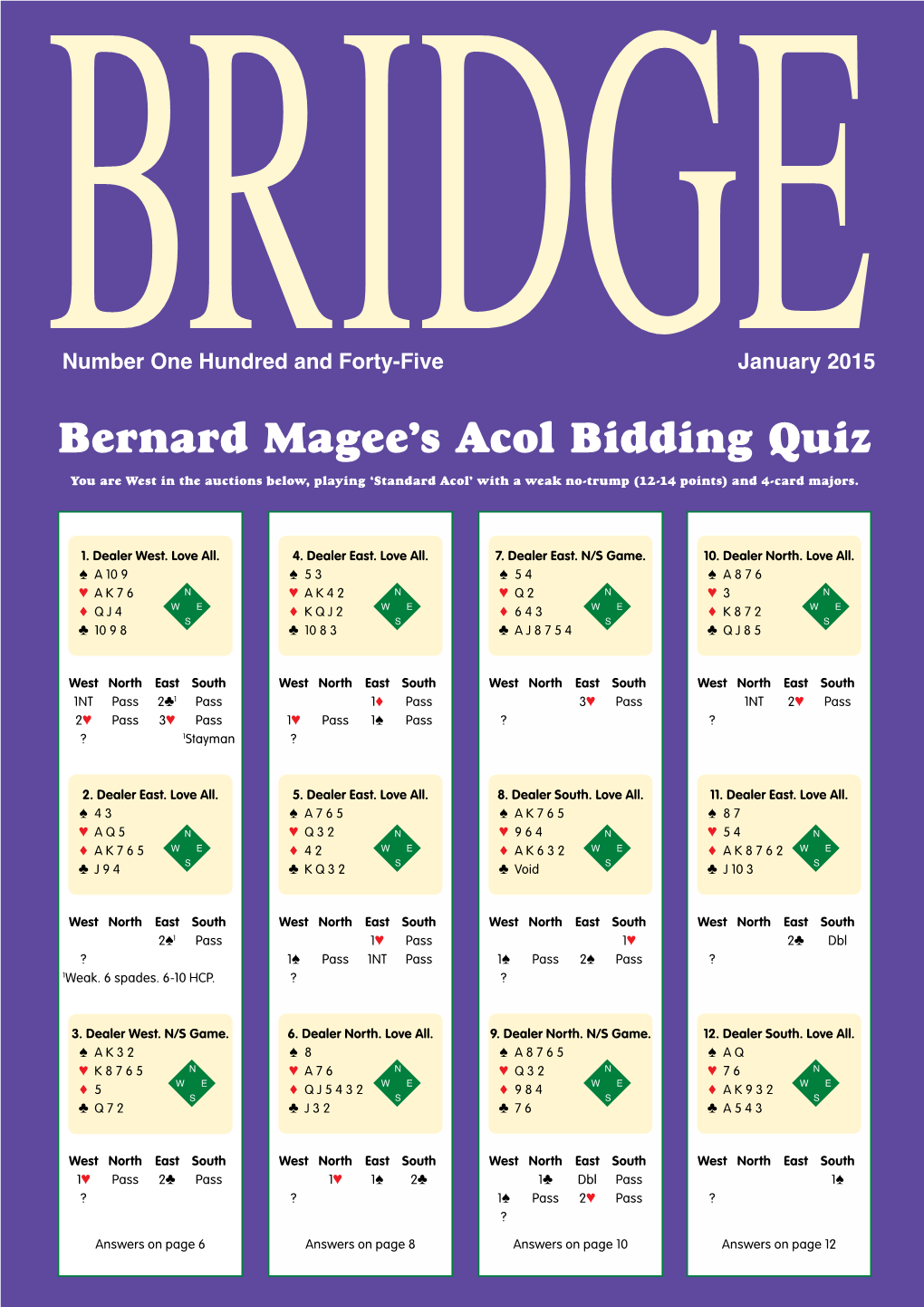 Bernard Magee's Acol Bidding Quiz