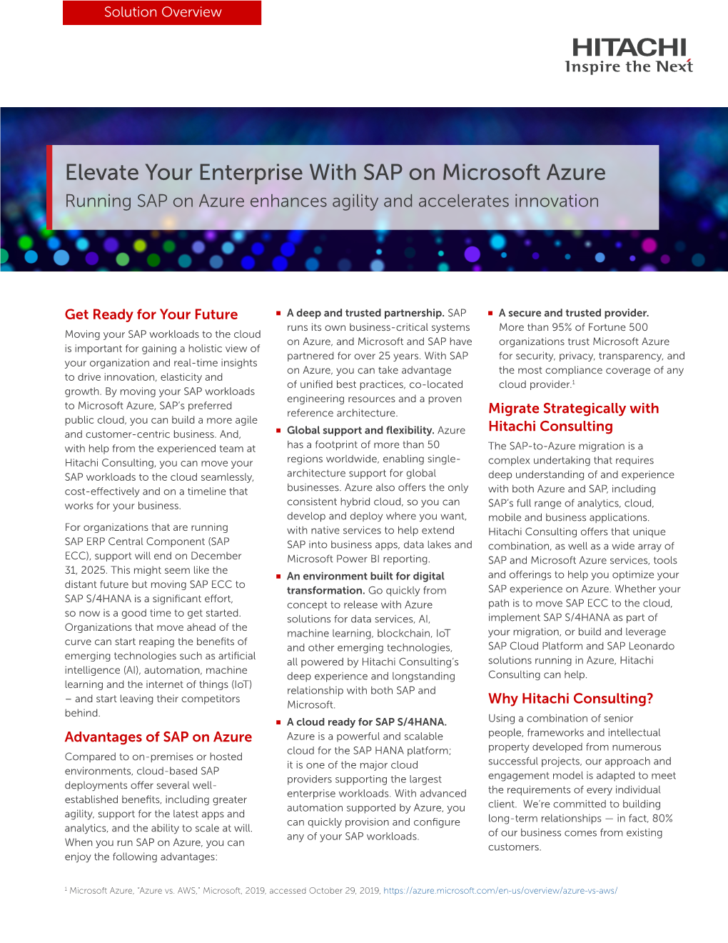 Elevate Your Enterprise with SAP on Microsoft Azure Running SAP on Azure Enhances Agility and Accelerates Innovation