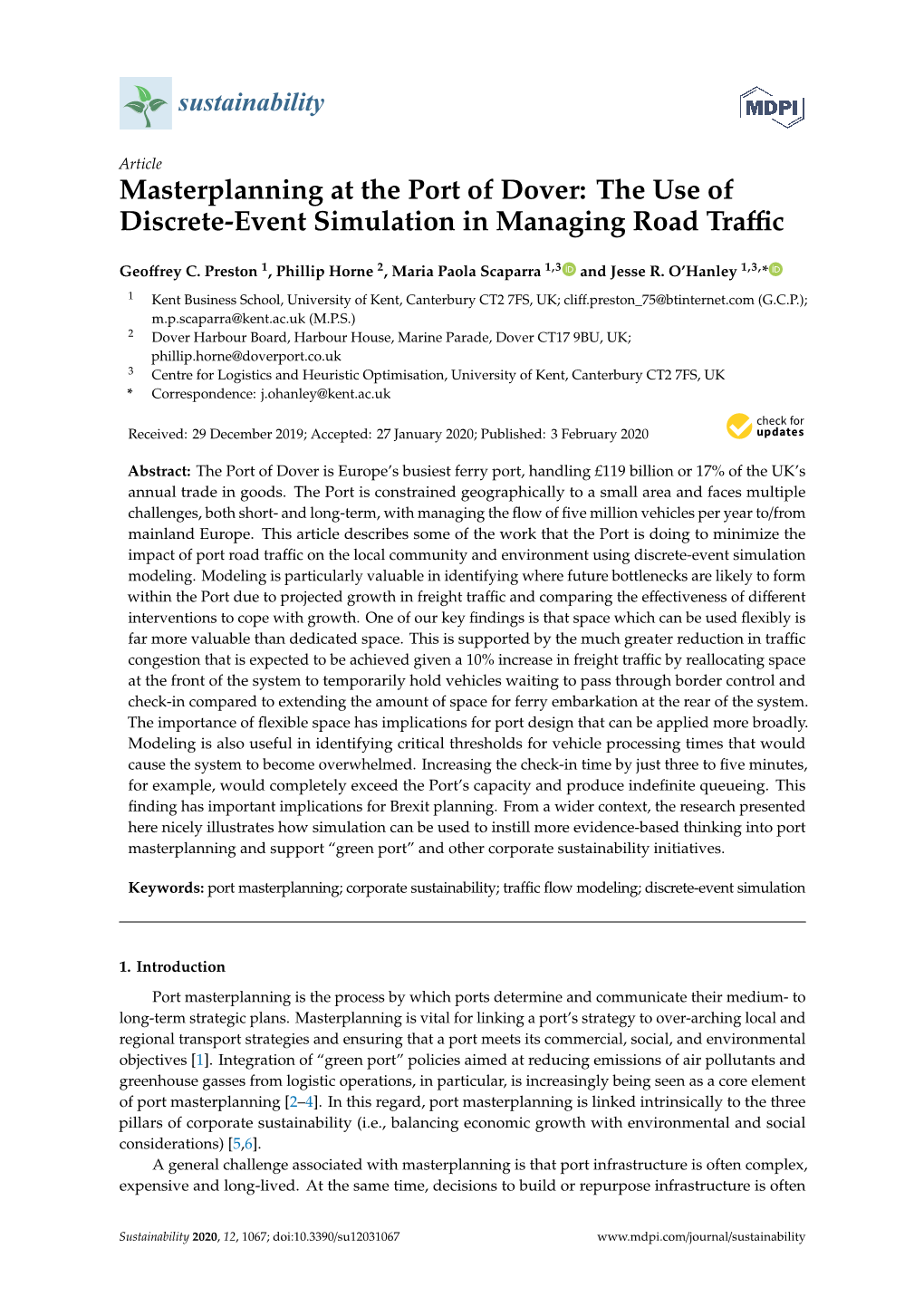 Masterplanning at the Port of Dover: the Use of Discrete-Event Simulation in Managing Road Traﬃc