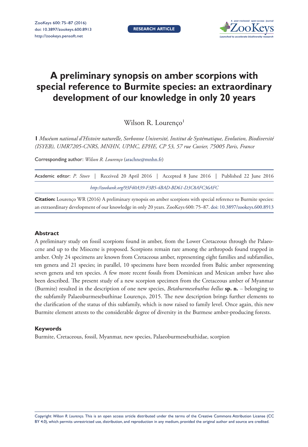 A Preliminary Synopsis on Amber Scorpions with Special Reference to Burmite Species: an Extraordinary Development of Our Knowledge in Only 20 Years