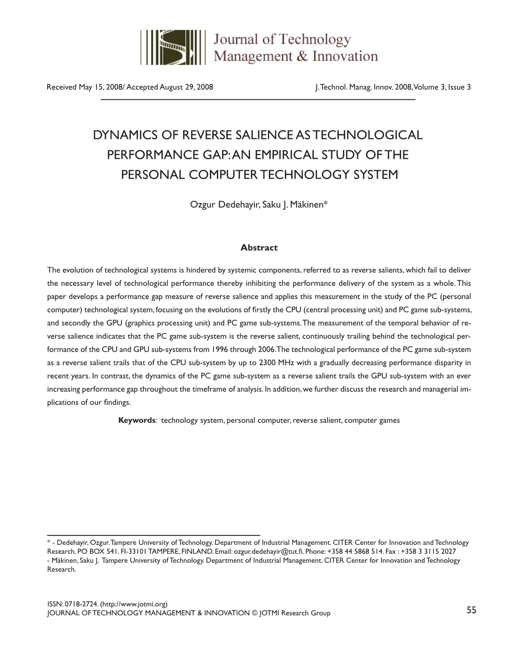 Dynamics of Reverse Salience As Technological Performance Gap: an Empirical Study of the Personal Computer Technology System