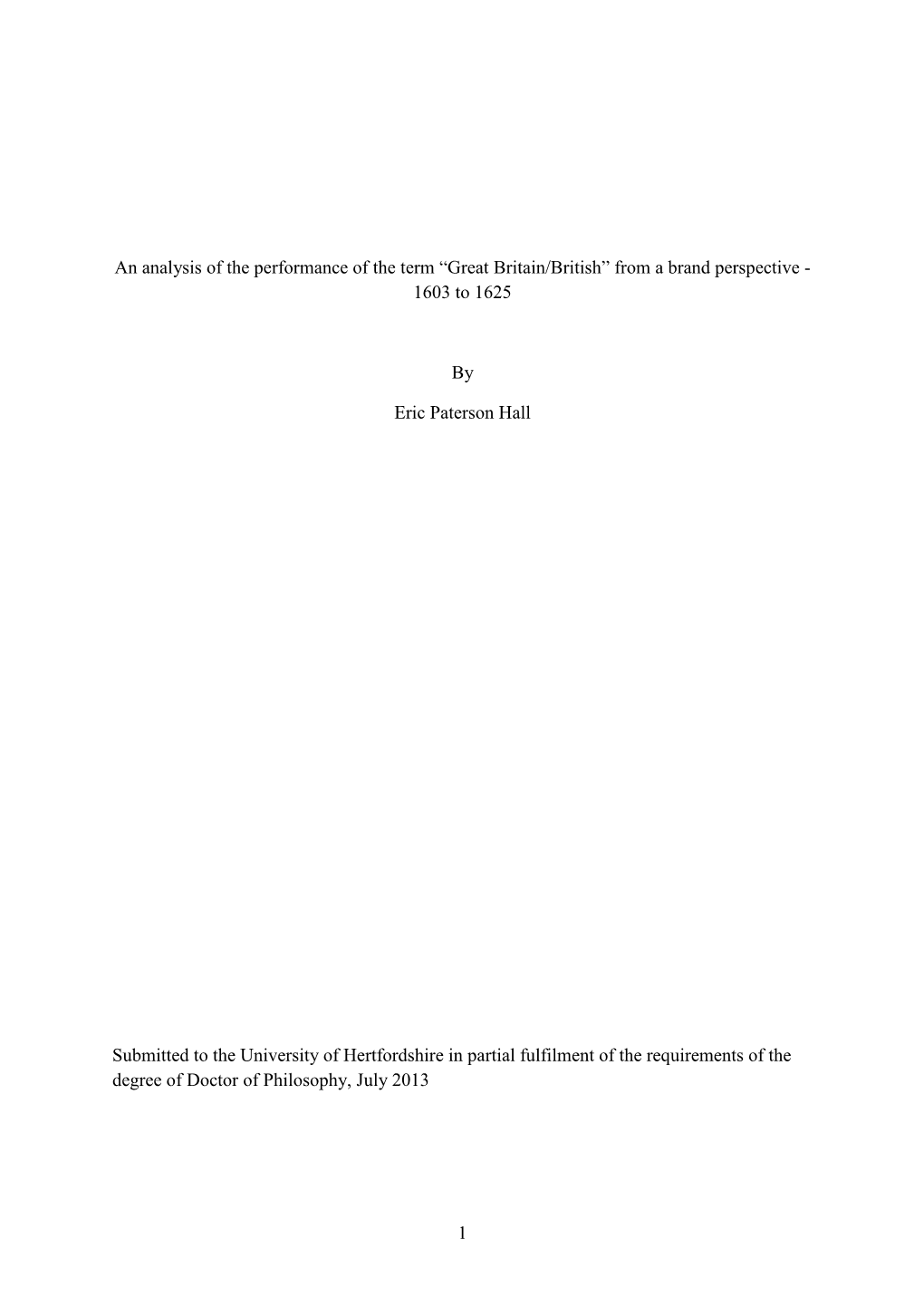 Great Britain/British” from a Brand Perspective - 1603 to 1625
