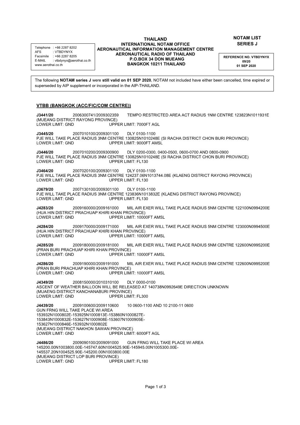 Notam List Series J