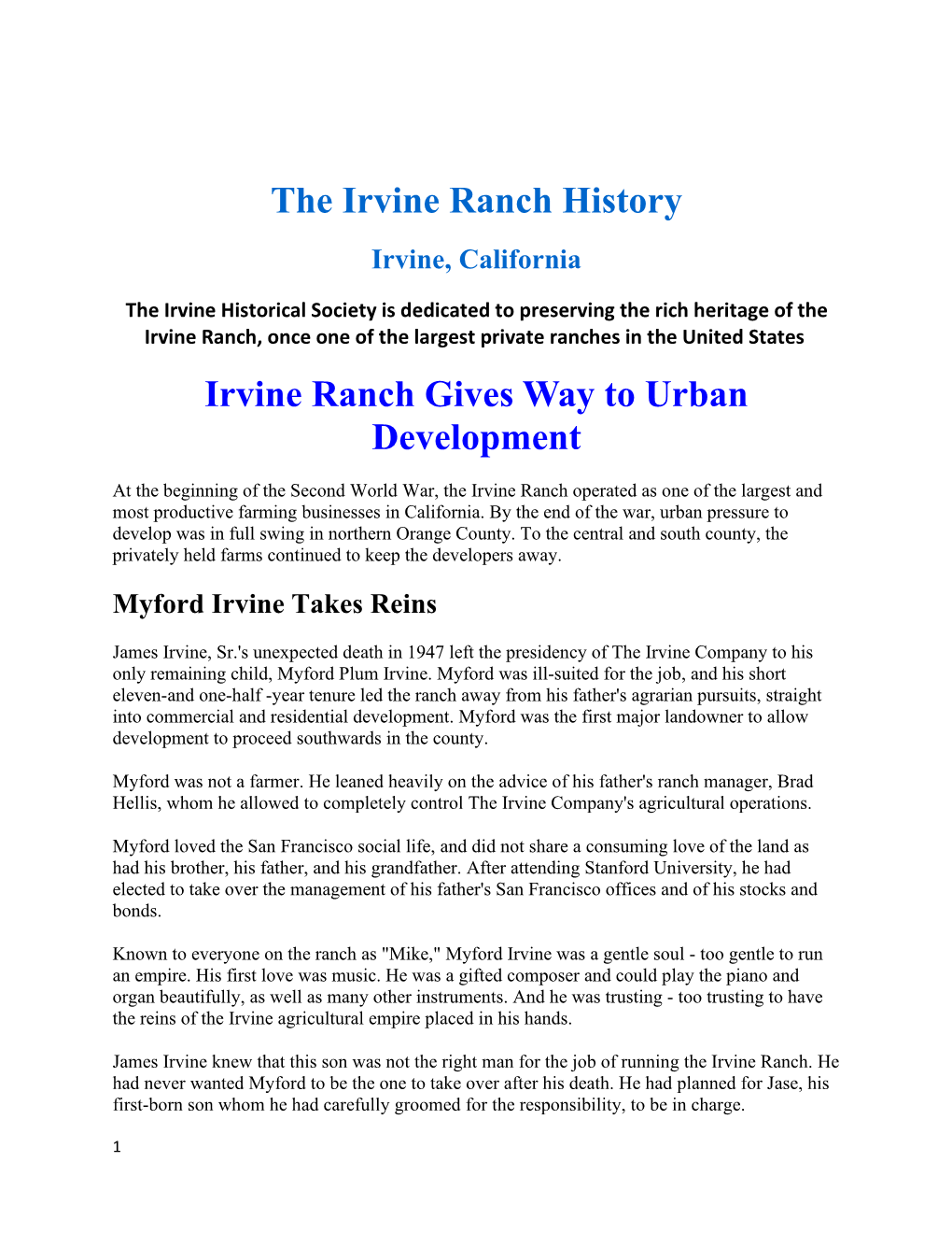 The Irvine Ranch History Irvine Ranch Gives Way to Urban Development