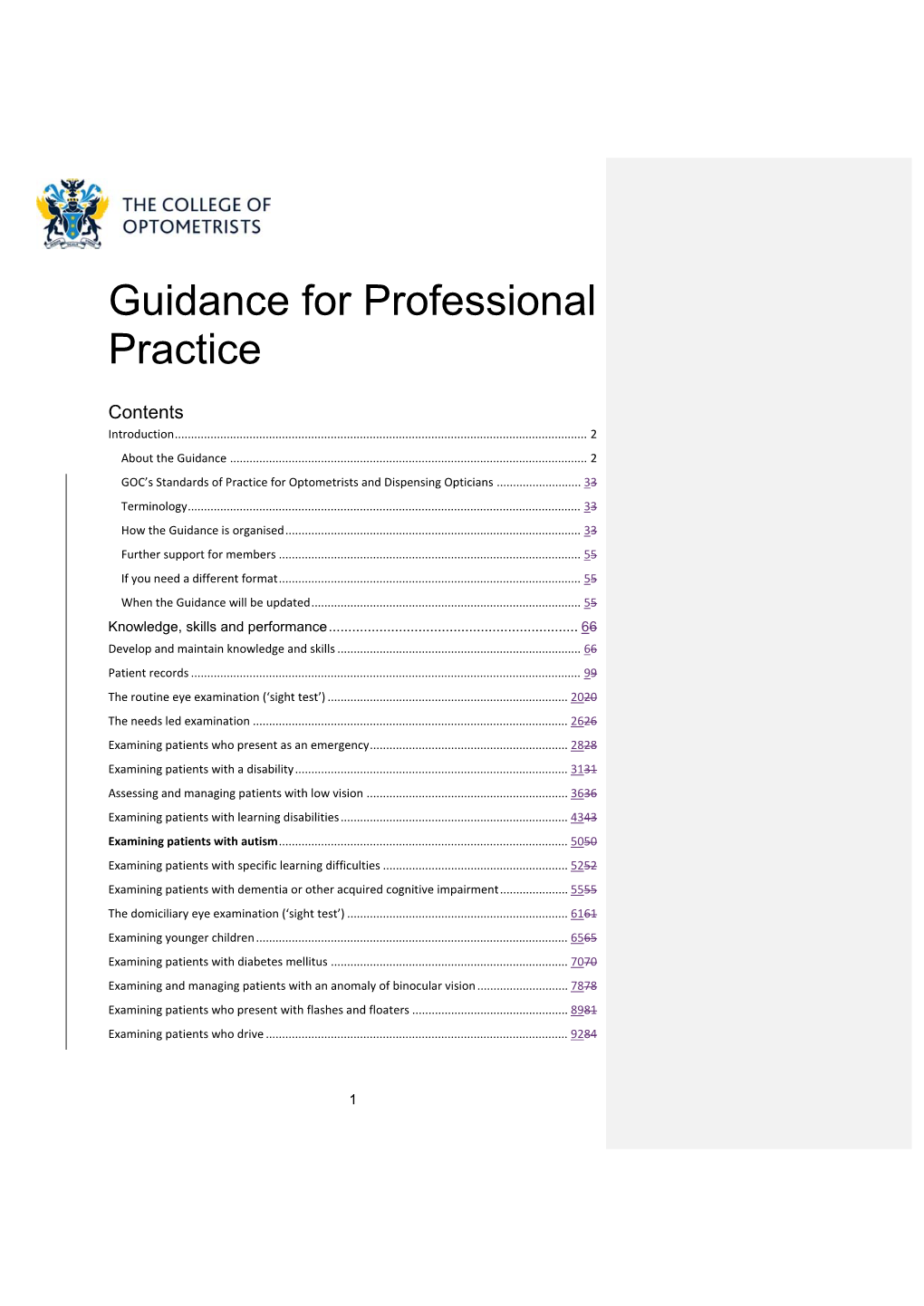 Guidance for Professional Practice