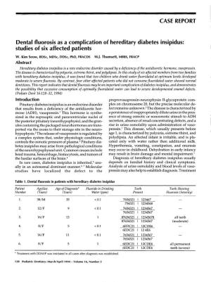 Dental Fluorosis As a Complication of Hereditary Diabetes Insipidus