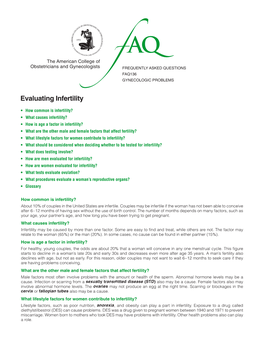 FAQ136 -- Evaluating Infertility
