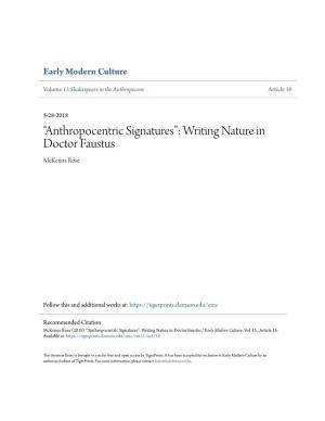 Writing Nature in Doctor Faustus Mckenna Rose