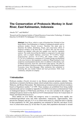 The Conservation of Proboscis Monkey in Suwi River, East Kalimantan, Indonesia