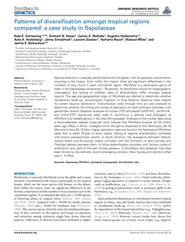 Patterns of Diversification Amongst Tropical Regions