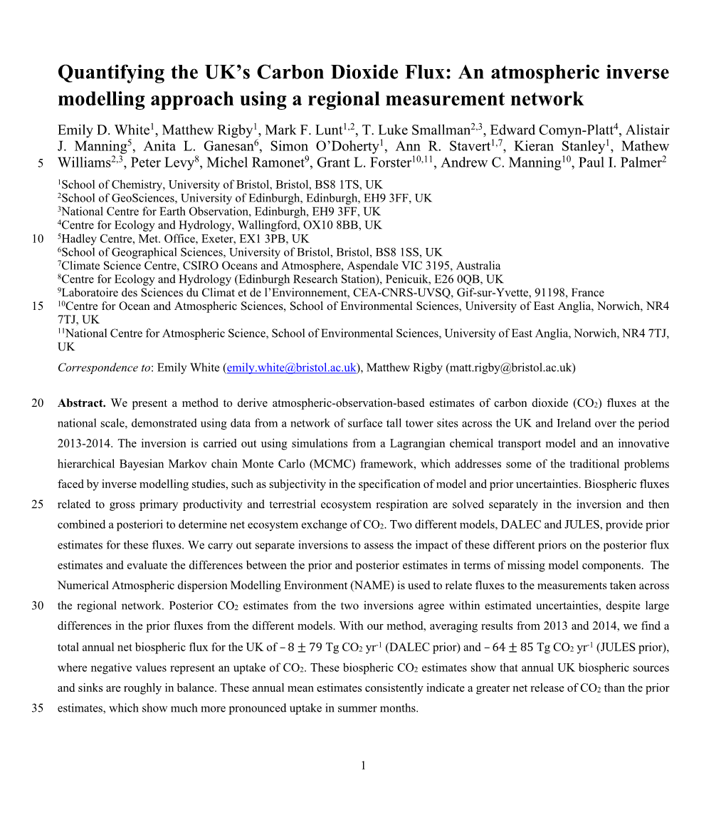 Quantifying the UK's Carbon Dioxide Flux: an Atmospheric Inverse