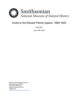 Guide to the Edward Palmer Papers, 1869-1920