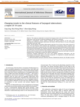 Changing Trends in the Clinical Features of Laryngeal Tuberculosis: a Report of 19 Cases