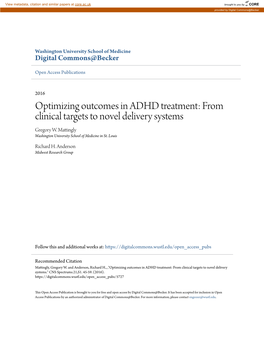 Optimizing Outcomes in ADHD Treatment: from Clinical Targets to Novel Delivery Systems Gregory W