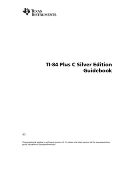 TI-84 Plus C Silver Edition Guidebook