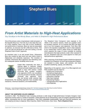 From Artist Materials to High-Heat Applications Say Goodbye to the Moody Blues, and Hello to Shepherd's High Performance Blues