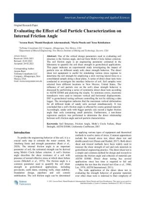 Evaluating the Effect of Soil Particle Characterization on Internal Friction Angle