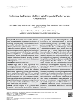 Abdominal Problems in Children with Congenital Cardiovascular Abnormalities