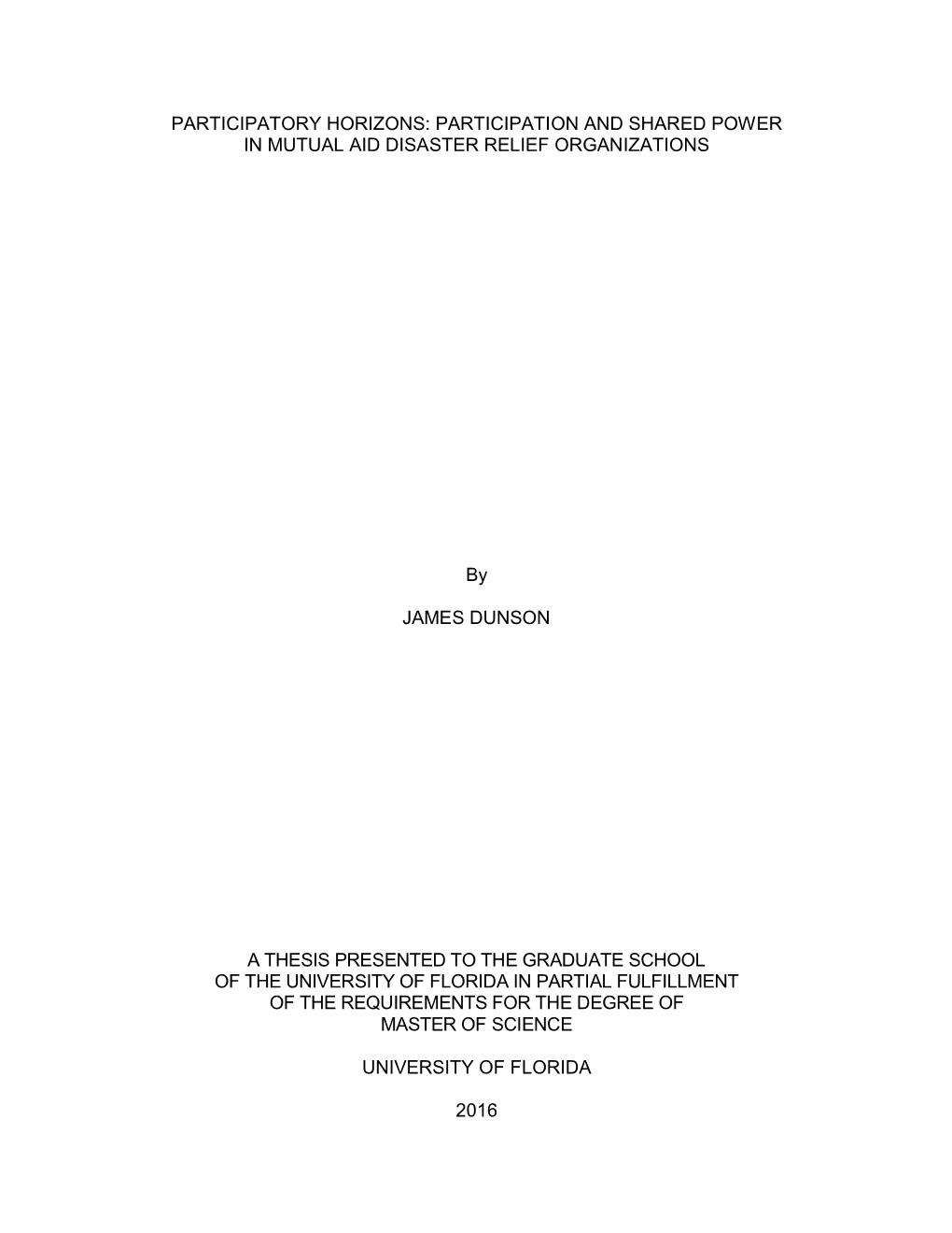 Participatory Horizons: Participation and Shared Power in Mutual Aid Disaster Relief Organizations