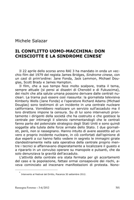 Don Chisciotte E La Sindrome Cinese∗