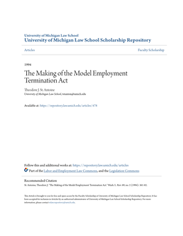 The Making of the Model Employment Termination Act
