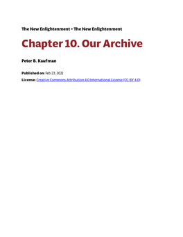 Chapter 10. Our Archive