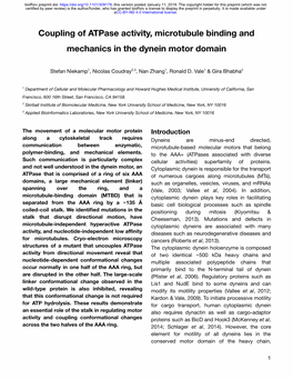 Coupling of Atpase Activity, Microtubule Binding and Mechanics in the Dynein Motor Domain
