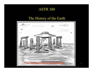 ASTR 380 the History of the Earth