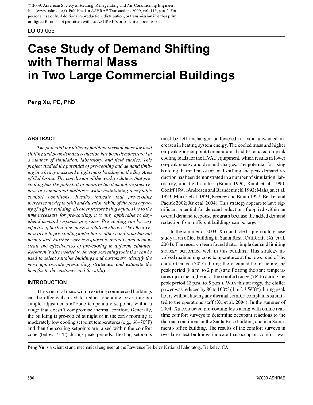 Case Study of Demand Shifting with Thermal Mass in Two Large Commercial Buildings