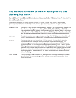 The TRPP2-Dependent Channel of Renal Primary Cilia Also Requires TRPM3