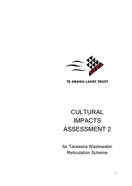 Cultural Impact Assessment Regarding the Proposed Lake Tarawera Wastewater Reticulation Scheme