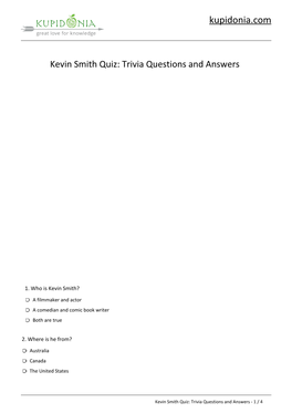 Kevin Smith Quiz: Questions and Answers