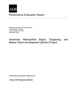 Metropolitan Bogor, Tangerang, and Bekasi Urban Development (Sector) Project