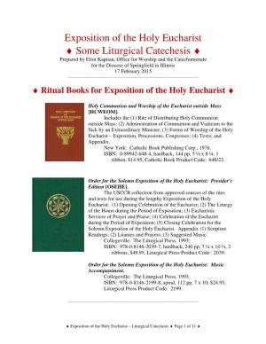 Exposition of the Holy Eucharist Some Liturgical Catechesis