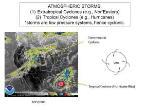 ATMOSPHERIC STORMS: (1) Extratropical Cyclones (Eg, Nor'easters)