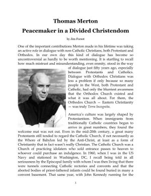 Thomas Merton Peacemaker in a Divided Christendom
