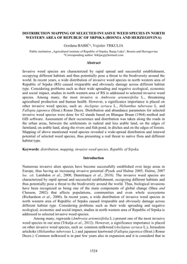 1524 Distribution Mapping of Selected Invasive