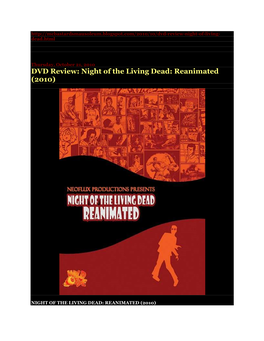 DVD Review: Night of the Living Dead: Reanimated (2010)