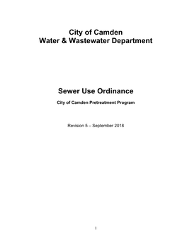 City of Camden Water & Wastewater Department Sewer Use Ordinance