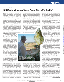 Did Modern Humans Travel out of Africa Via Arabia?