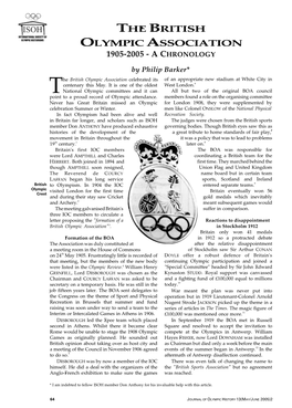 The British Olympic Association 1905-2005 - a Chronology