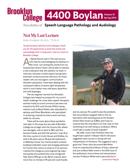 4400 Boylan Spring 2014 Newsletter of Speech Language Pathology and Audiology