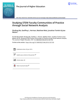 Studying STEM Faculty Communities of Practice Through Social Network Analysis